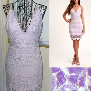 ARK N CO., "SWAY AWAY" LAVENDER "CROCHET LACE" DRESS~BODYCON~SMALL